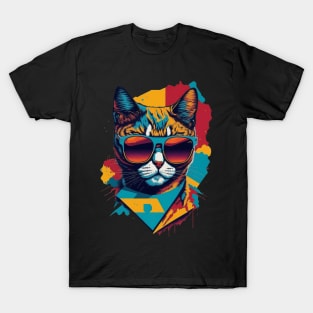 Retro Cool Cat: Vintage Vibes and Feline Flair T-Shirt